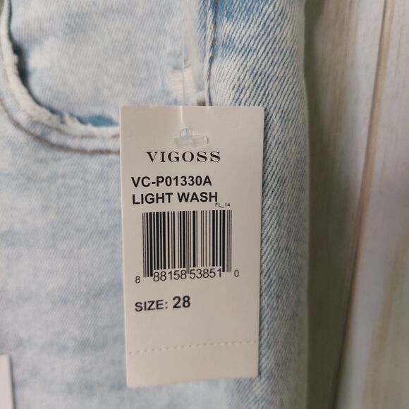 Vigoss Women's Stevie Crop Straight Jeans Light Wash~Distressed~Stretch~ Size 28 - Picture 5 of 16